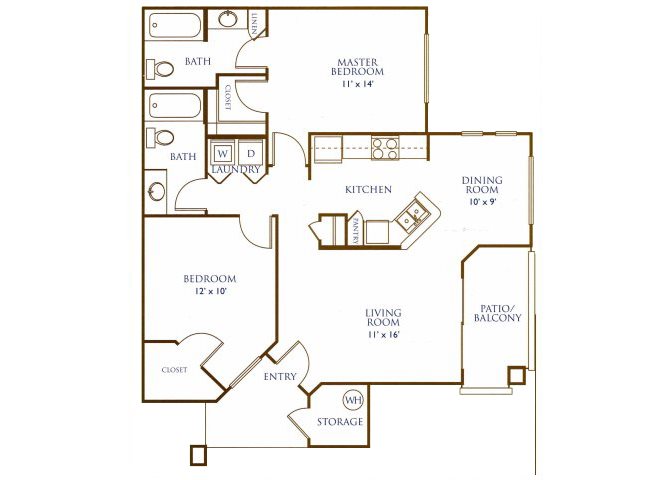 2 bedroom 2 bathroom at Westover Parc apartments in Phoenix, AZ
